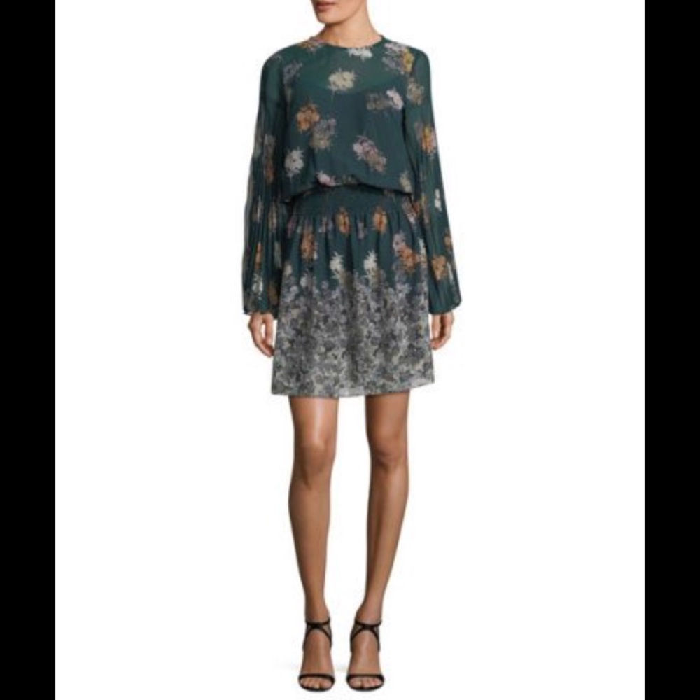 Donna Morgan Floral Smocked-Waist Chiffon Dress